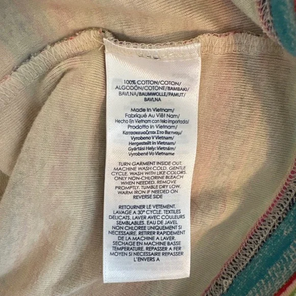 Chaps Sport Women Medium Multi Color Striped Southwestern Long Sleeve Cotton Top - Picture 4 of 4